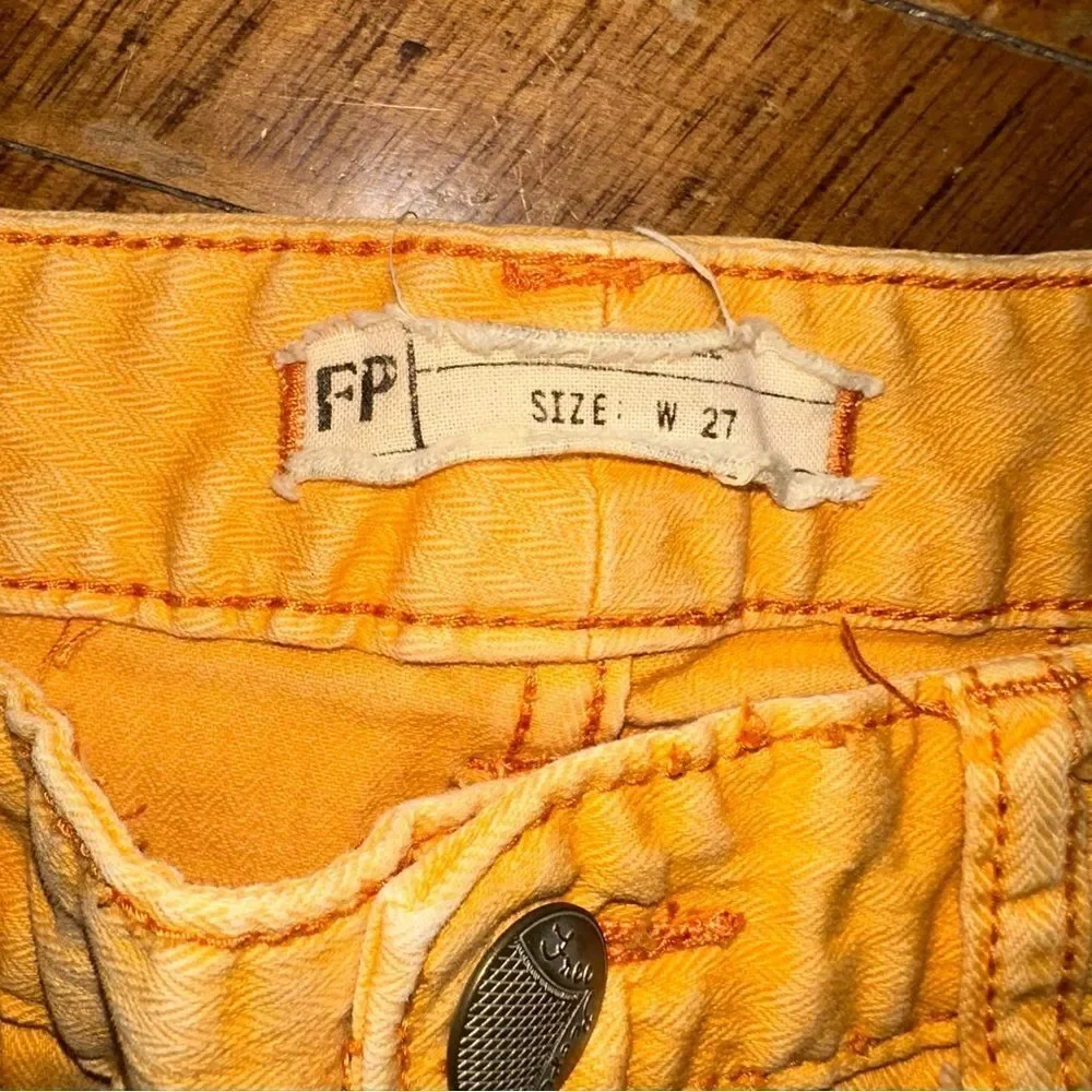 Free People Orange Ankle Cropped Pants